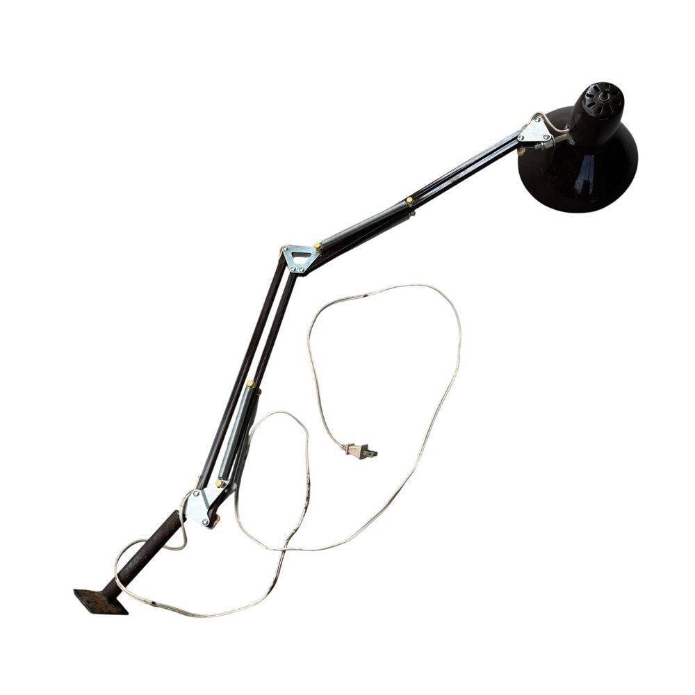 Vintage Underwriters Laboratories Portable Desk Lamp Articulating Arm Brown MCM